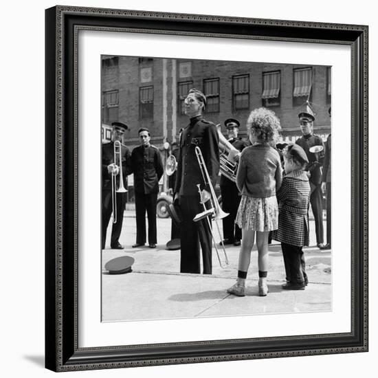 The Salvation Army Band Playing Their Instruments on the City Street-Bernard Hoffman-Framed Photographic Print