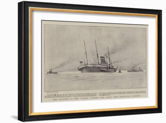 The Salving of the Paris, Towing the Liner into Falmouth Harbour-Henry Scott Tuke-Framed Giclee Print