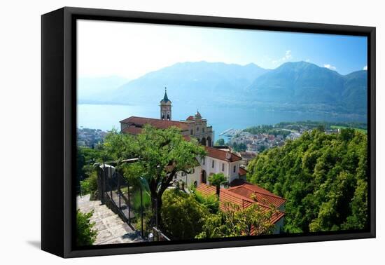 The sanctuary of Madonna del Sasso overlooking Locarno, Ticino, Switzerland, Europe-Rob Cousins-Framed Premier Image Canvas