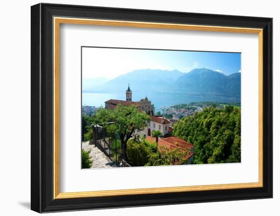 The sanctuary of Madonna del Sasso overlooking Locarno, Ticino, Switzerland, Europe-Rob Cousins-Framed Photographic Print