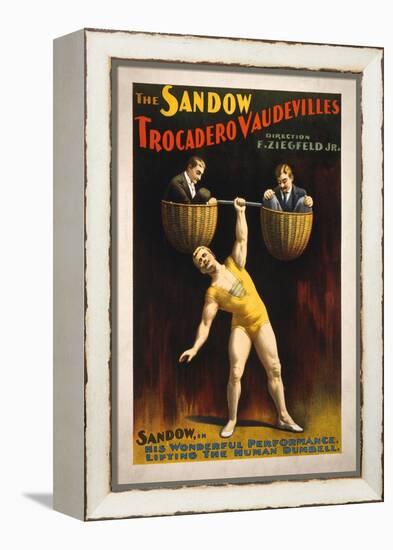 The Sandow Trocadero Vaudevilles Weightlifting Poster-Lantern Press-Framed Stretched Canvas