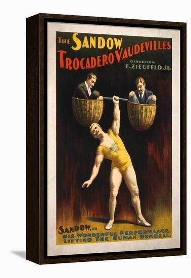 The Sandow Trocadero Vaudevilles Weightlifting Poster-Lantern Press-Framed Stretched Canvas