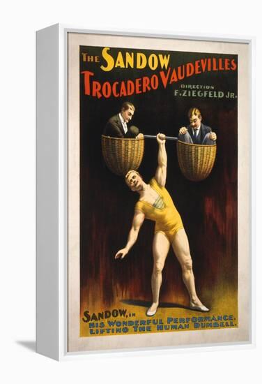 The Sandow Trocadero Vaudevilles Weightlifting Poster-Lantern Press-Framed Stretched Canvas