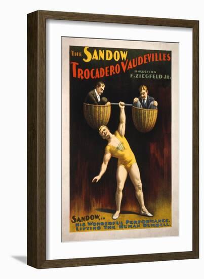 The Sandow Trocadero Vaudevilles Weightlifting Poster-Lantern Press-Framed Art Print