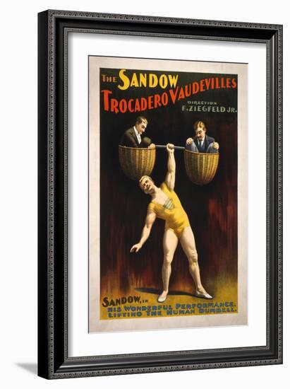 The Sandow Trocadero Vaudevilles Weightlifting Poster-Lantern Press-Framed Art Print