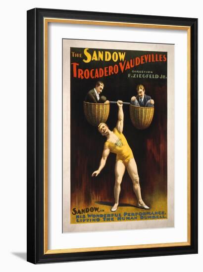 The Sandow Trocadero Vaudevilles Weightlifting Poster-Lantern Press-Framed Art Print