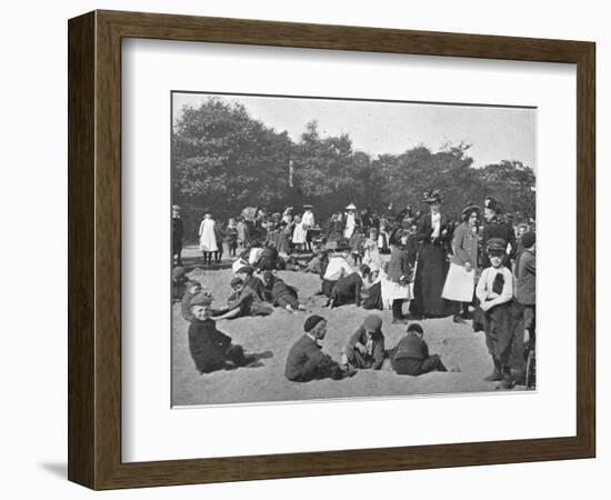 The sandpit, Victoria Park, London, c1900 (1901)-Unknown-Framed Photographic Print