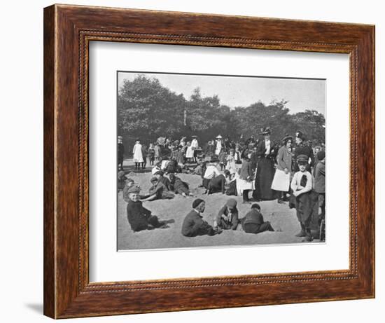 The sandpit, Victoria Park, London, c1900 (1901)-Unknown-Framed Photographic Print