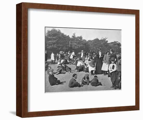 The sandpit, Victoria Park, London, c1900 (1901)-Unknown-Framed Photographic Print