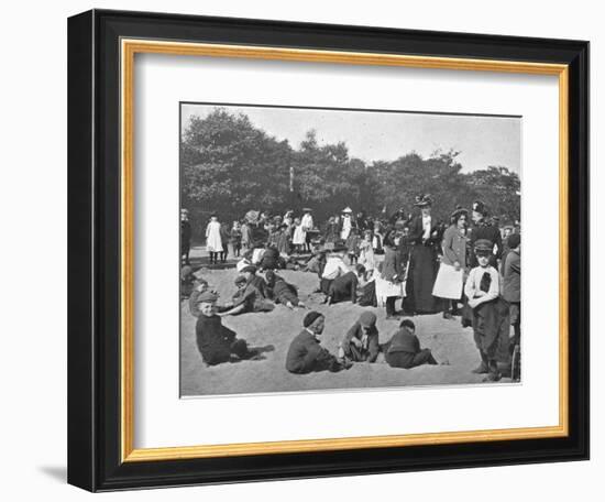 The sandpit, Victoria Park, London, c1900 (1901)-Unknown-Framed Photographic Print