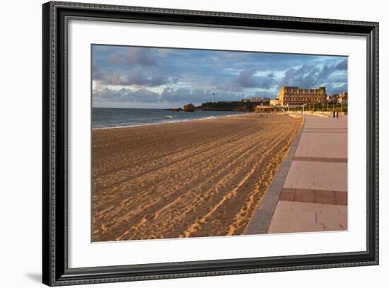 The Sandy Beach and Promenade in Biarritz, Pyrenees Atlantiques, Aquitaine, France, Europe-Martin Child-Framed Photographic Print