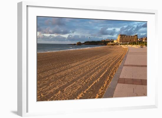 The Sandy Beach and Promenade in Biarritz, Pyrenees Atlantiques, Aquitaine, France, Europe-Martin Child-Framed Photographic Print