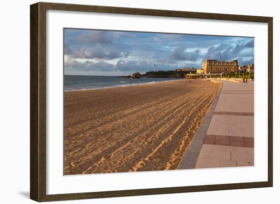 The Sandy Beach and Promenade in Biarritz, Pyrenees Atlantiques, Aquitaine, France, Europe-Martin Child-Framed Photographic Print