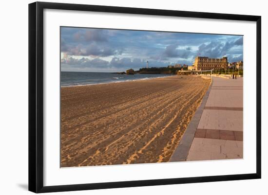 The Sandy Beach and Promenade in Biarritz, Pyrenees Atlantiques, Aquitaine, France, Europe-Martin Child-Framed Photographic Print