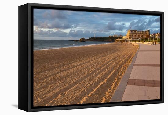 The Sandy Beach and Promenade in Biarritz, Pyrenees Atlantiques, Aquitaine, France, Europe-Martin Child-Framed Premier Image Canvas