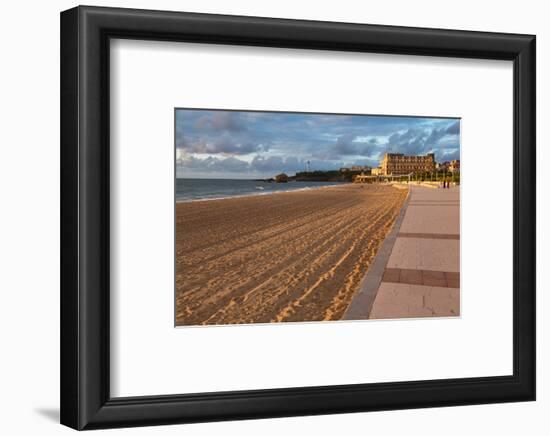 The Sandy Beach and Promenade in Biarritz, Pyrenees Atlantiques, Aquitaine, France, Europe-Martin Child-Framed Photographic Print