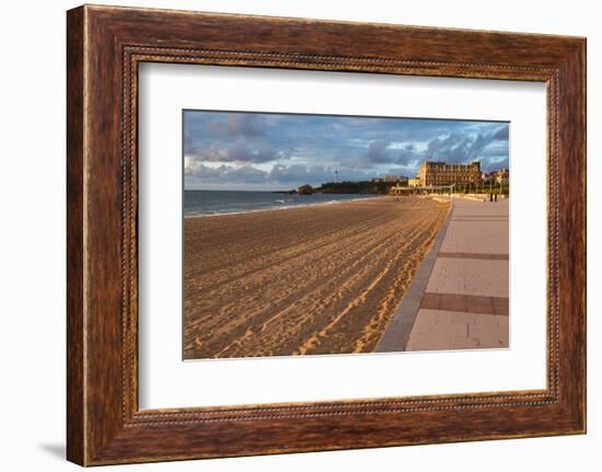 The Sandy Beach and Promenade in Biarritz, Pyrenees Atlantiques, Aquitaine, France, Europe-Martin Child-Framed Photographic Print