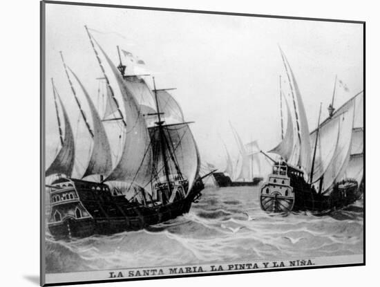 The Santa Maria, the Pinta and the Nina, (15th Centur), 1920S-null-Mounted Giclee Print