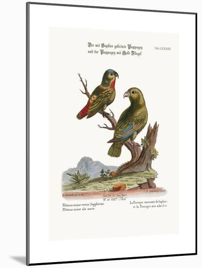 The Sapphire-Crowned Parrakeet, and the Golden-Winged Parrakeet, 1749-73-George Edwards-Mounted Giclee Print