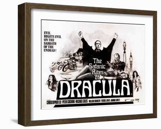 The Satanic Rites of Dracula, Christopher Lee, Peter Cushing, 1973-null-Framed Art Print