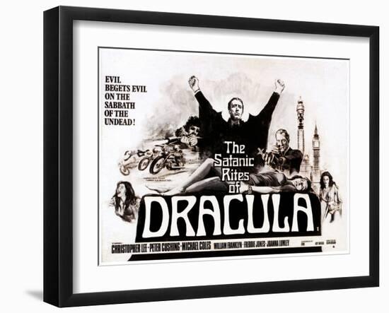 The Satanic Rites of Dracula, Christopher Lee, Peter Cushing, 1973-null-Framed Art Print