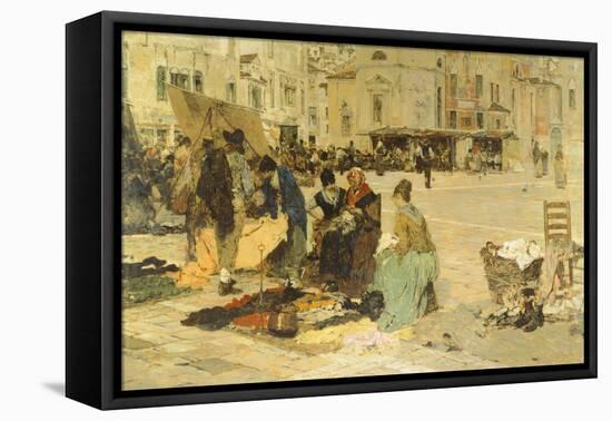 The Saturday Market in Campo San Paolo, Venice, 1882-1883-Giacomo Favretto-Framed Premier Image Canvas