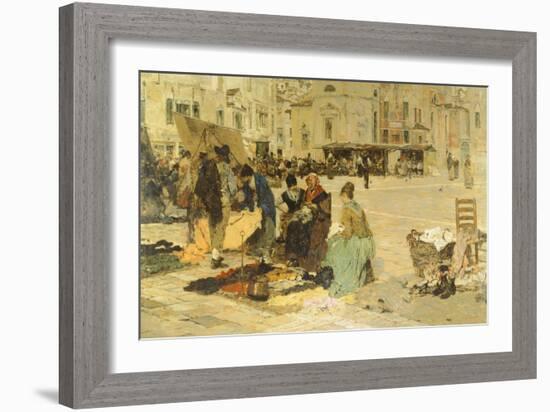 The Saturday Market in Campo San Paolo, Venice, 1882-1883-Giacomo Favretto-Framed Giclee Print