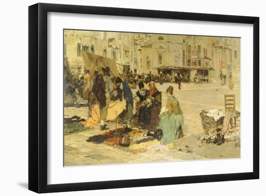 The Saturday Market in Campo San Paolo, Venice, 1882-1883-Giacomo Favretto-Framed Giclee Print