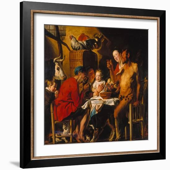 The Satyr with the Peasants. after 1620-Jacob Jordaens-Framed Giclee Print