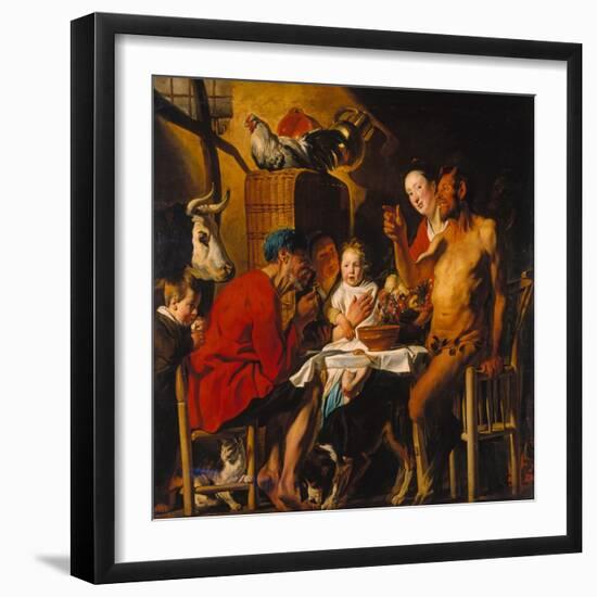 The Satyr with the Peasants. after 1620-Jacob Jordaens-Framed Giclee Print