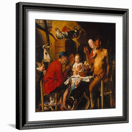 The Satyr with the Peasants. after 1620-Jacob Jordaens-Framed Giclee Print