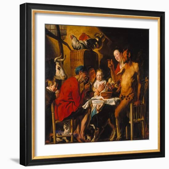 The Satyr with the Peasants. after 1620-Jacob Jordaens-Framed Giclee Print