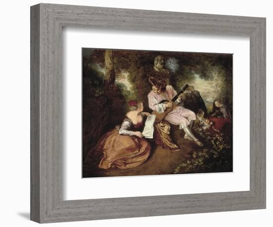 The Scale of Love-Jean Antoine Watteau-Framed Art Print