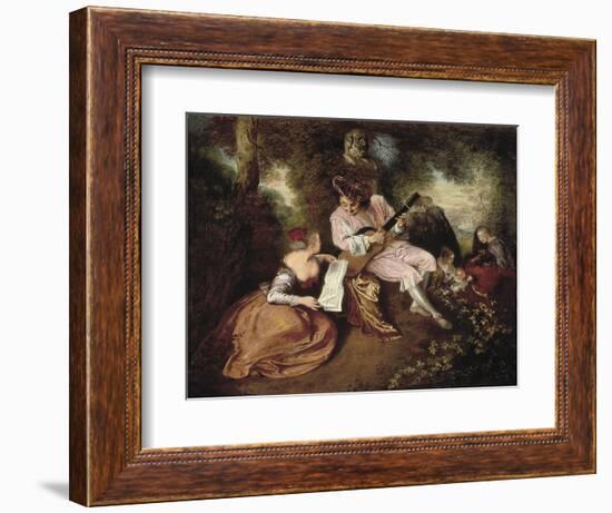 The Scale of Love-Jean Antoine Watteau-Framed Art Print