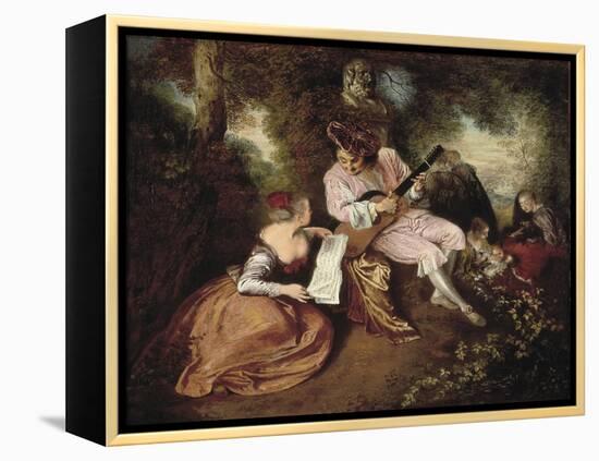 The Scale of Love-Jean Antoine Watteau-Framed Stretched Canvas