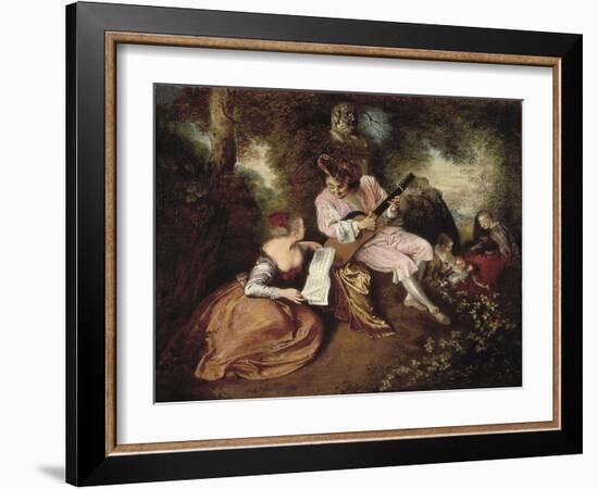 The Scale of Love-Jean Antoine Watteau-Framed Art Print