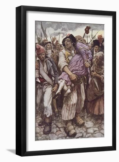The Scarlet Pimpernel to the Rescue, Illustration for 'The Scarlet Pimpernel' by Baroness Orczy-Arthur C. Michael-Framed Giclee Print