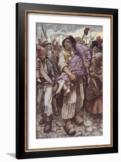 The Scarlet Pimpernel to the Rescue, Illustration for 'The Scarlet Pimpernel' by Baroness Orczy-Arthur C. Michael-Framed Giclee Print