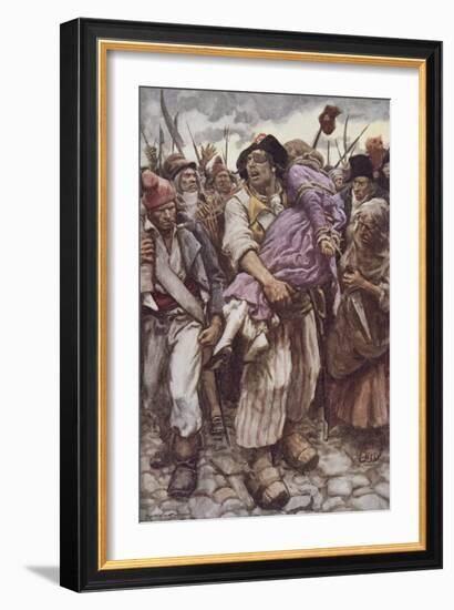 The Scarlet Pimpernel to the Rescue, Illustration for 'The Scarlet Pimpernel' by Baroness Orczy-Arthur C. Michael-Framed Giclee Print