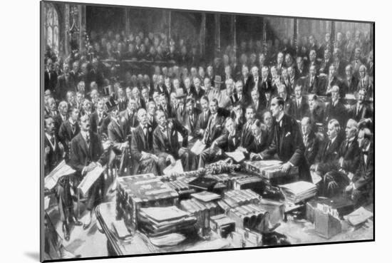 The Scene in the House of Commons, Westminster, London, 3 August 1914-null-Mounted Giclee Print