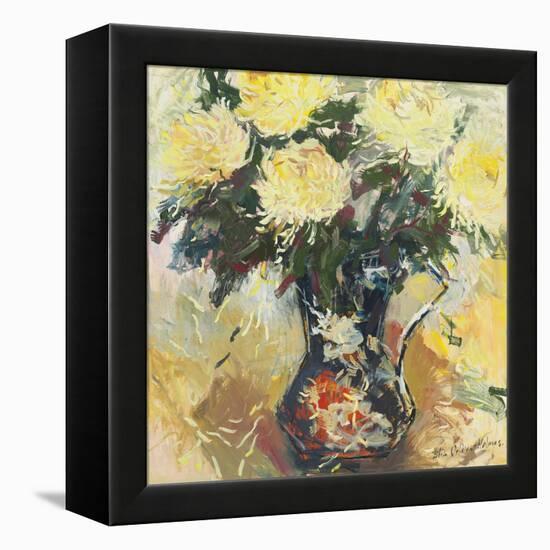 The Scent of Lemon Crysanthemums-Lilia Orlova Holmes-Framed Stretched Canvas