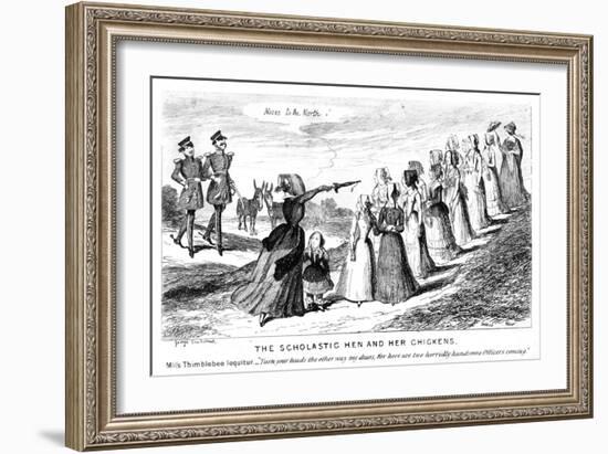 The Scholastic Hen and Her Chickens, 19th Century-George Cruikshank-Framed Giclee Print