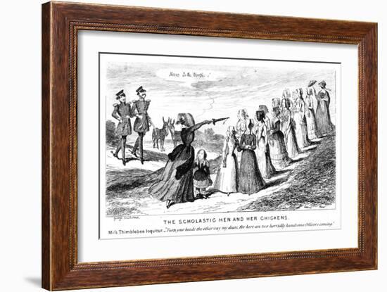 The Scholastic Hen and Her Chickens, 19th Century-George Cruikshank-Framed Giclee Print