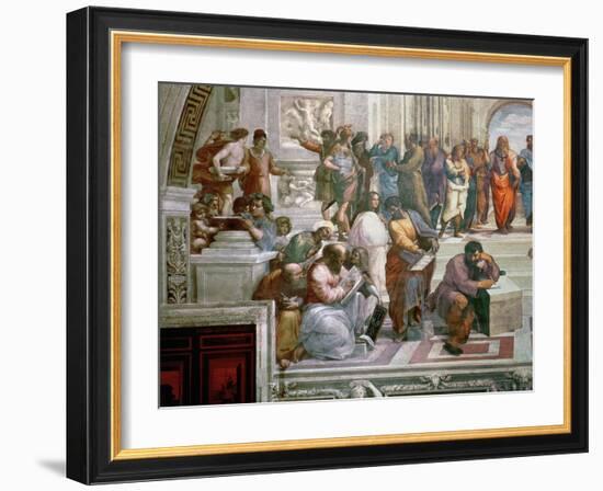 The School of Athens, Detail from the Left Hand Side Showing Pythagoras-Raphael-Framed Giclee Print