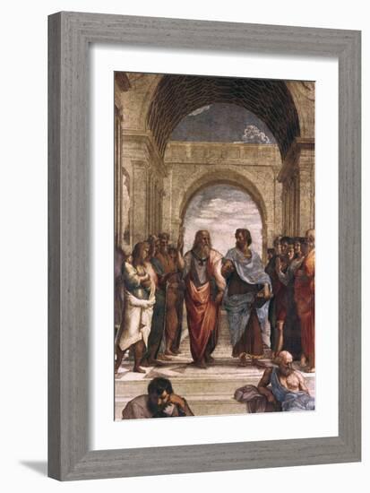 The School of Athens, Detail of Plato and Aristotle, 1508-1511-Raphael-Framed Giclee Print