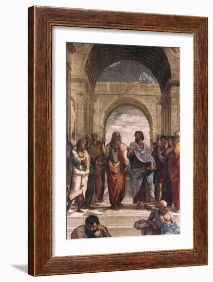 The School of Athens, Detail of Plato and Aristotle, 1508-1511-Raphael-Framed Giclee Print