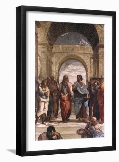 The School of Athens, Detail of Plato and Aristotle, 1508-1511-Raphael-Framed Giclee Print