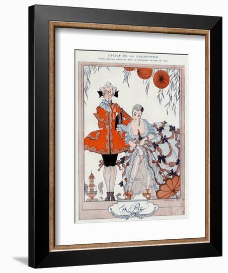 The School of Coquetry!-Georges Barbier-Framed Art Print