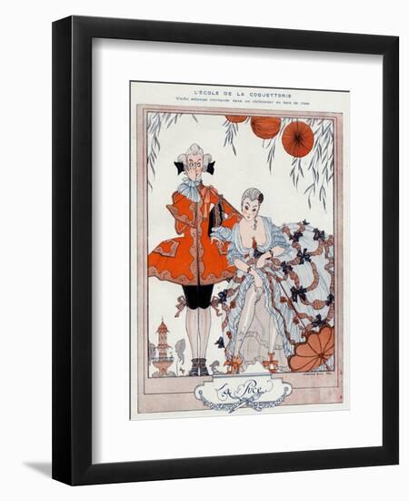 The School of Coquetry!-Georges Barbier-Framed Art Print