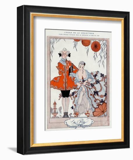 The School of Coquetry!-Georges Barbier-Framed Art Print